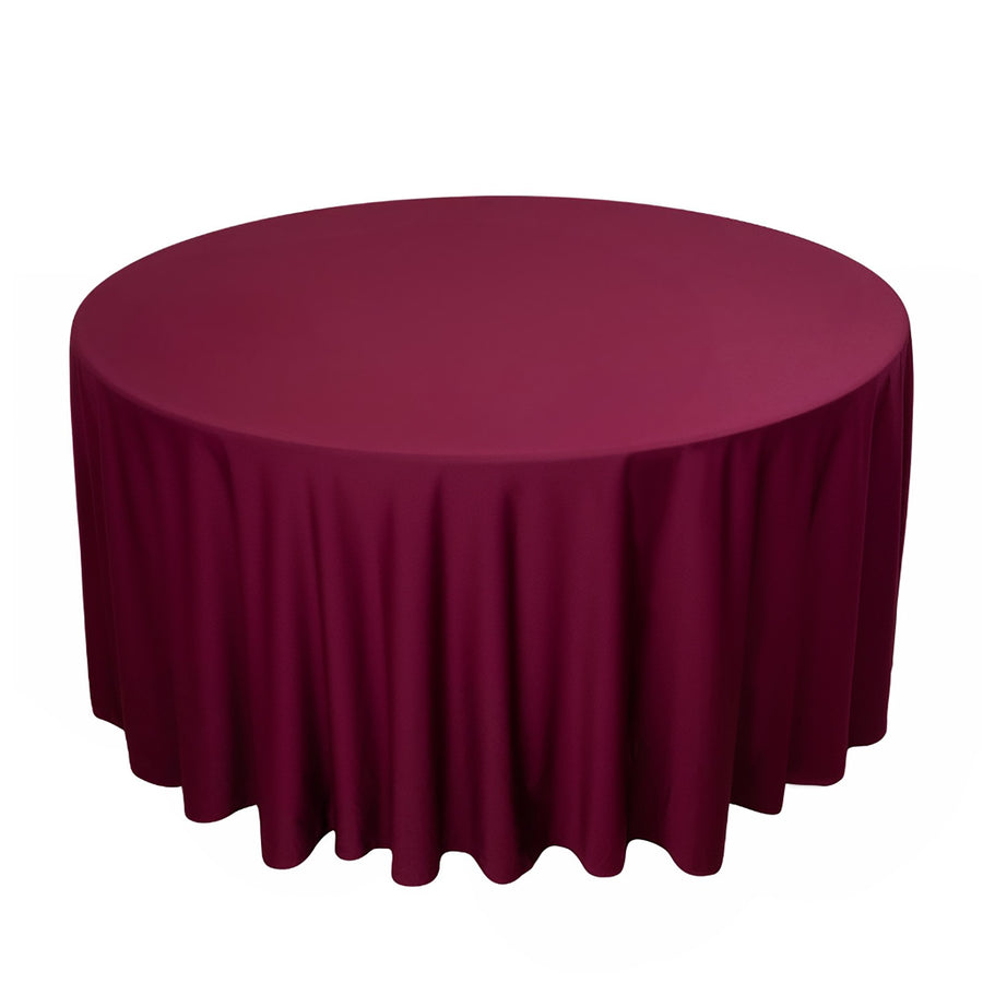 120inch Burgundy Premium Scuba Round Tablecloth, Seamless Scuba Polyester Tablecloth