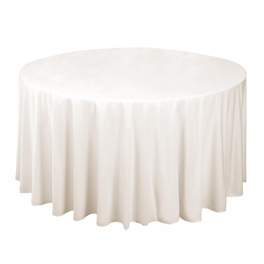 120inch Ivory Premium Scuba Round Tablecloth, Wrinkle Free Polyester Seamless Tablecloth