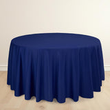 120inch Navy Blue Premium Scuba Wrinkle Free Round Tablecloth, Scuba Polyester Tablecloth