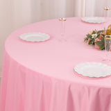 120inch Pink Premium Scuba Wrinkle Free Round Tablecloth, Seamless Scuba Polyester Tablecloth