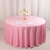 120inch Pink Premium Scuba Wrinkle Free Round Tablecloth, Seamless Scuba Polyester Tablecloth