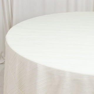 Accordion Pleated Scuba Tablecloth 120inch Round Ivory Seamless
