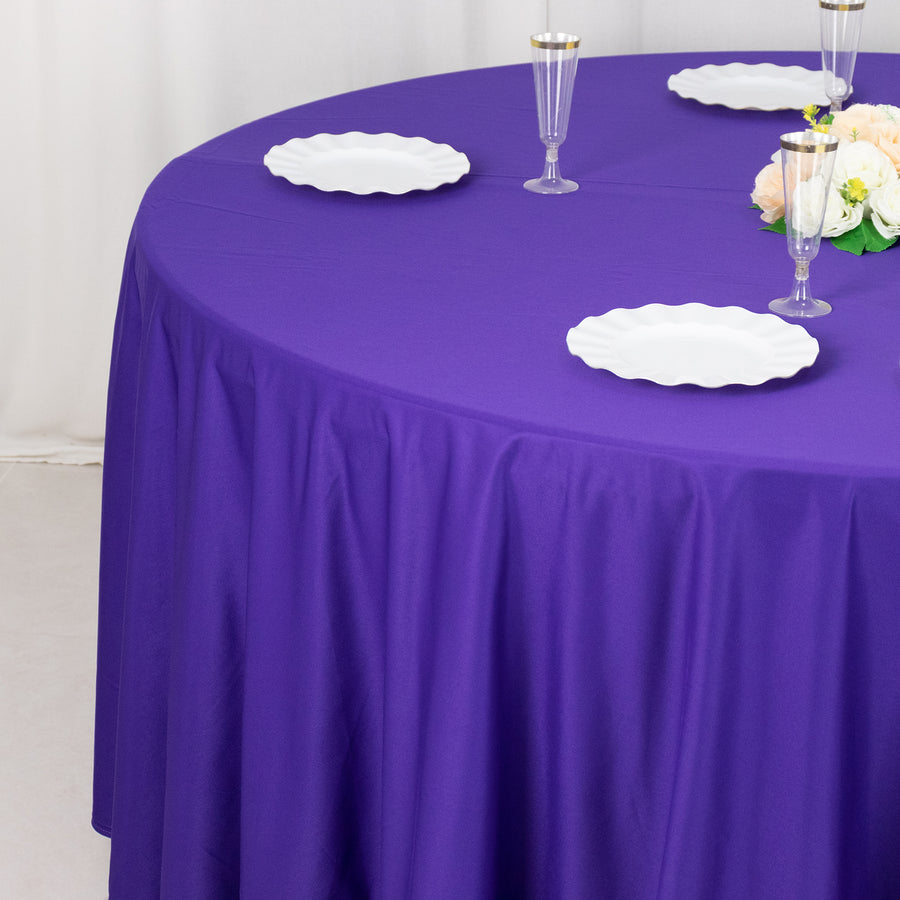 120inch Purple Premium Scuba Wrinkle Free Round Tablecloth, Seamless Scuba Polyester Tablecloth
