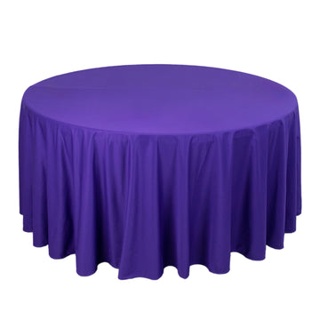 120" Purple Premium Scuba Wrinkle Free Round Tablecloth, Seamless Scuba Polyester Tablecloth for 5 Foot Table With Floor-Length Drop