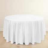 120 White Premium Scuba Round Tablecloth, Wrinkle Free Polyester Seamless Tablecloth