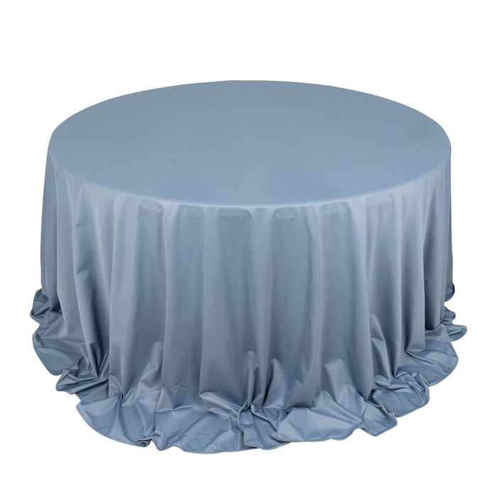 132inch Dusty Blue Premium Scuba Wrinkle Free Round Tablecloth, Scuba Polyester Tablecloth