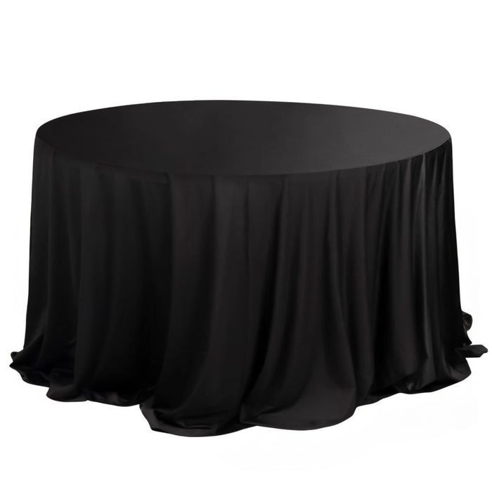132inch Black Premium Scuba Round Tablecloth, Wrinkle Free Polyester Seamless Tablecloth
