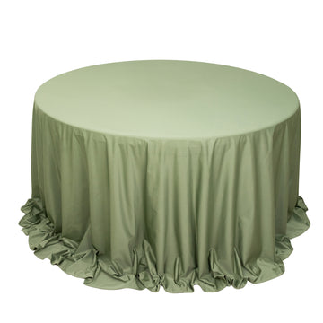 132" Dusty Sage Green Premium Scuba Wrinkle Free Round Tablecloth, Seamless Scuba Polyester Tablecloth for 6 Foot Table With Floor-Length Drop