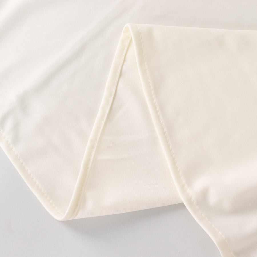 132inch Ivory Premium Scuba Round Tablecloth, Wrinkle Free Polyester Seamless Tablecloth