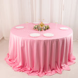 Pink Premium Scuba Wrinkle Free Round Tablecloth, Seamless Scuba Polyester Tablecloth