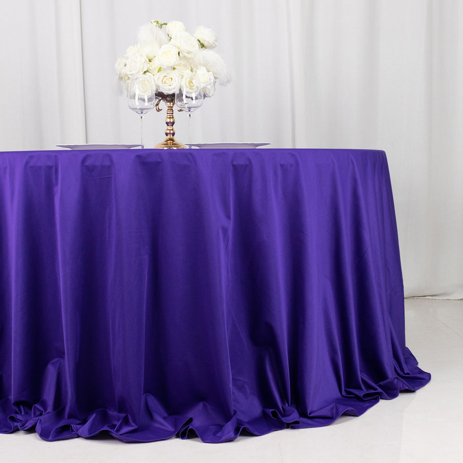 Purple Premium Scuba Wrinkle Free Round Tablecloth, Seamless Scuba Polyester Tablecloth