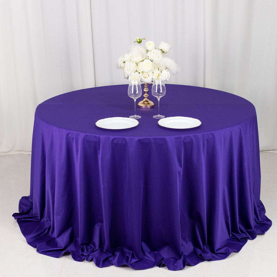 Purple Premium Scuba Wrinkle Free Round Tablecloth, Seamless Scuba Polyester Tablecloth