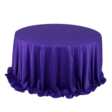 132" Purple Premium Scuba Wrinkle Free Round Tablecloth, Seamless Scuba Polyester Tablecloth for 6 Foot Table With Floor-Length Drop