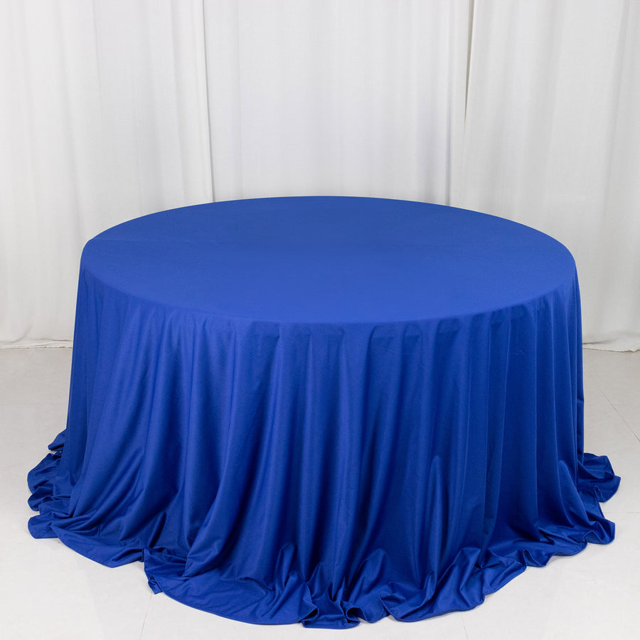 Royal Blue Premium Scuba Wrinkle Free Round Tablecloth, Seamless Scuba Polyester