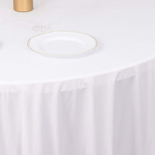 White Premium Scuba Wrinkle Free Round Tablecloth