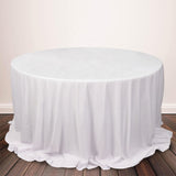 132inch White Premium Scuba Round Tablecloth, Wrinkle Free Polyester Seamless Tablecloth