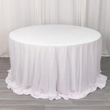 132inch White Premium Scuba Round Tablecloth, Wrinkle Free Polyester Seamless Tablecloth
