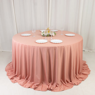 Dusty Rose 132" Scuba Round Tablecloth – Seamless and Wrinkle Free