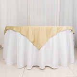54\"x54\" Beige Premium Polyester Square Table Overlay - 220GSM