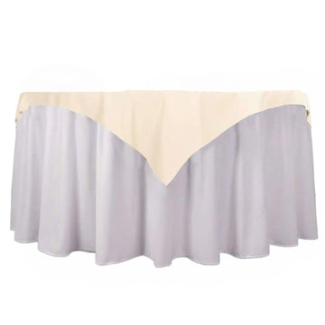Scuba 54"x54" Table Overlay Square Tablecloth Beige - Wrinkle Free & Stain Resistant Table Cover