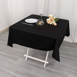 54inch Black Premium Scuba Wrinkle Free Square Tablecloth, Seamless Scuba Polyester Tablecloth