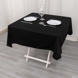 54inch Black Premium Scuba Wrinkle Free Square Tablecloth, Seamless Scuba Polyester Tablecloth