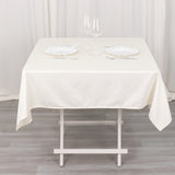 54inch Ivory Premium Scuba Square Tablecloth, Wrinkle Free Polyester Seamless Tablecloth