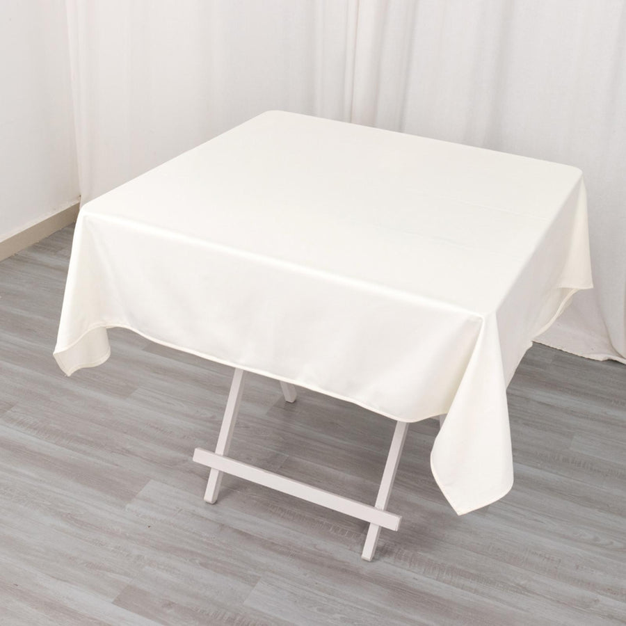 54" Ivory Premium Scuba Wrinkle Free Square Tablecloth, Scuba Polyester Tablecloth