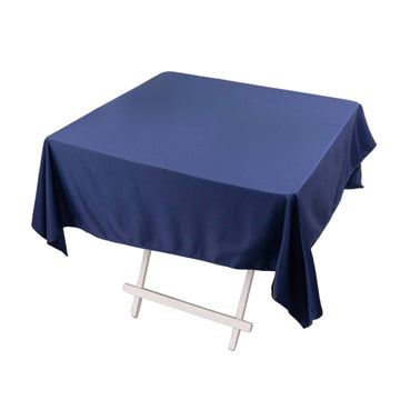 54" Navy Blue Premium Scuba Wrinkle Free Square Tablecloth, Seamless Scuba Polyester Tablecloth