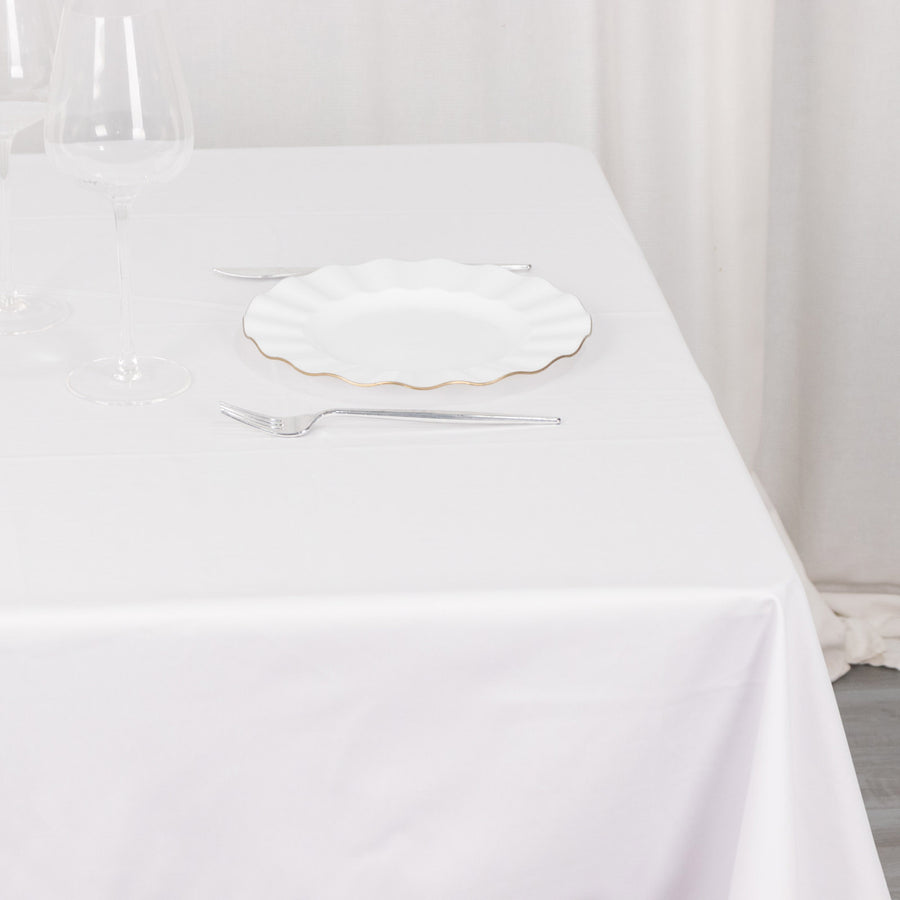 54inch White Premium Scuba Square Tablecloth, Wrinkle Free Polyester Seamless Tablecloth