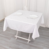 54inch White Premium Scuba Square Tablecloth, Wrinkle Free Polyester Seamless Tablecloth