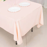 60x102inch Blush Premium Scuba Wrinkle Free Rectangular Tablecloth, Seamless Scuba Polyester