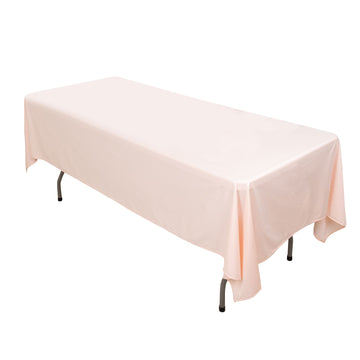 60"x102" Blush Premium Scuba Wrinkle Free Rectangular Tablecloth, Seamless Scuba Polyester Tablecloth