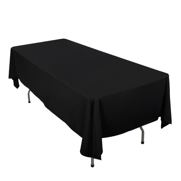 60"x102" Black Premium Scuba Wrinkle Free Rectangular Tablecloth, Scuba Polyester Tablecloth