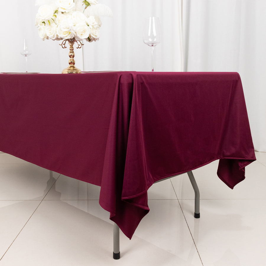 60x102inch Burgundy Premium Scuba Wrinkle Free Rectangular Tablecloth, Seamless Scuba Polyester