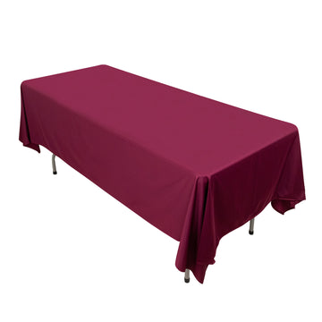 60"x102" Burgundy Premium Scuba Wrinkle Free Rectangular Tablecloth, Seamless Scuba Polyester Tablecloth