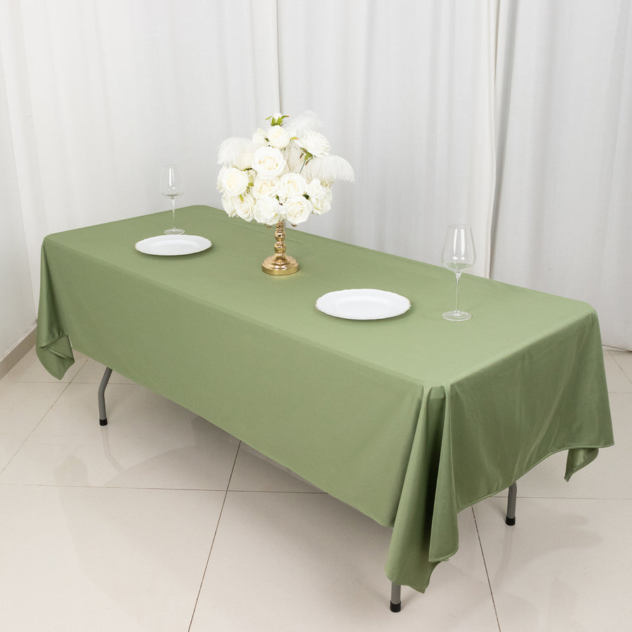 60x102inch Dusty Sage Green Premium Scuba Wrinkle Free Rectangular Tablecloth, Seamless Scuba