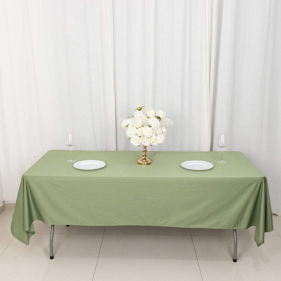 60x102inch Dusty Sage Green Premium Scuba Wrinkle Free Rectangular Tablecloth, Seamless Scuba