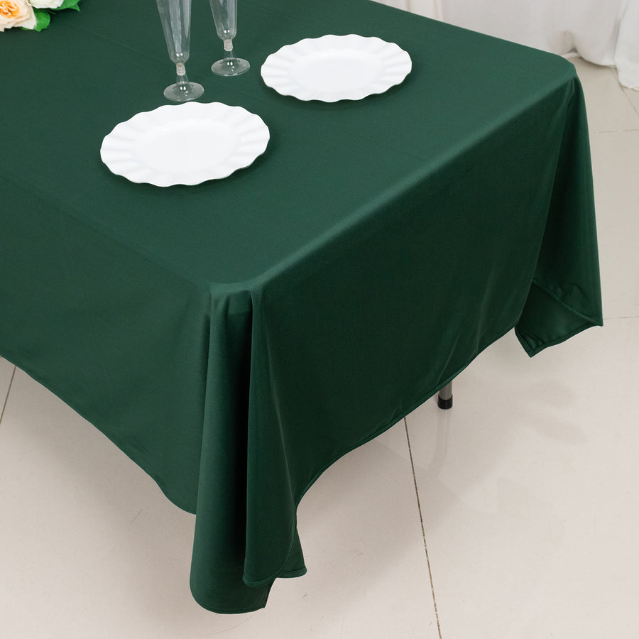 60x102inch Hunter Emerald Green Premium Scuba Wrinkle Free Rectangular Tablecloth Seamless Scuba