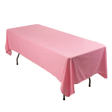 60"x102" Pink Premium Scuba Wrinkle Free Rectangular Tablecloth, Seamless Scuba Polyester Tablecloth