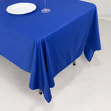 60"x102" Royal Blue Premium Scuba Wrinkle Free Rectangular Tablecloth, Seamless Scuba Polyester