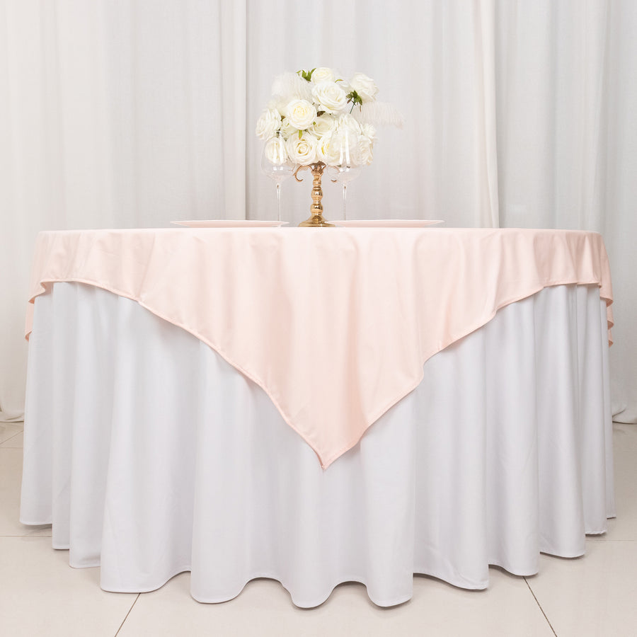 70inch Blush Premium Scuba Wrinkle Free Square Table Overlay, Scuba Polyester Table Topper