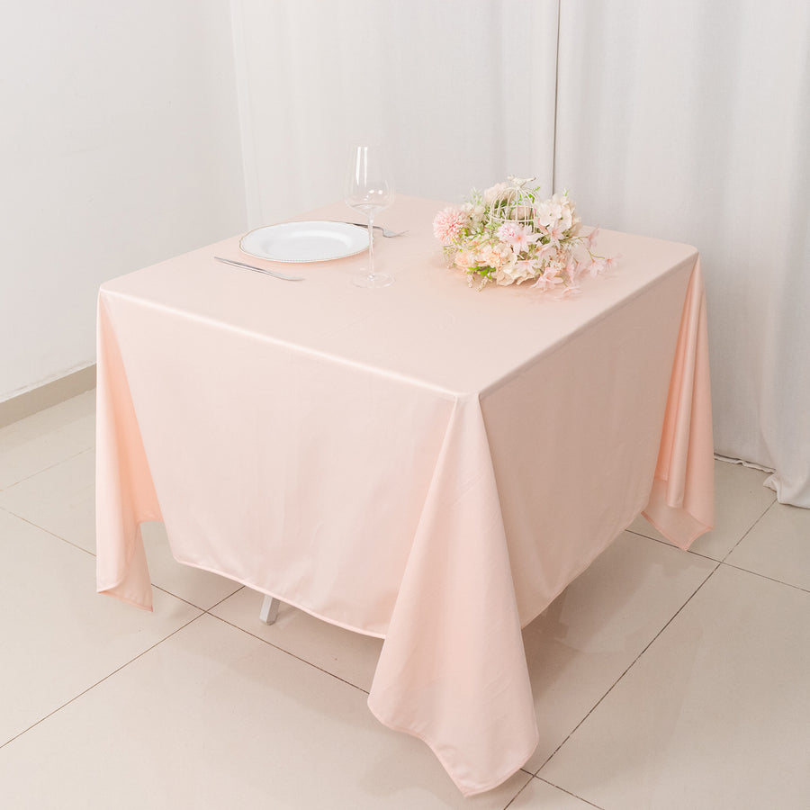 70inch Blush Premium Scuba Wrinkle Free Square Tablecloth, Scuba Polyester Tablecloth