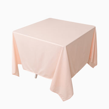 70" Blush Premium Scuba Wrinkle Free Square Tablecloth, Seamless Scuba Polyester Tablecloth