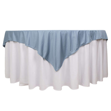 70" Dusty Blue Premium Scuba Wrinkle Free Square Table Overlay, Seamless Scuba Polyester Table Topper