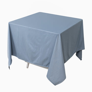 70" Dusty Blue Premium Scuba Wrinkle Free Square Tablecloth, Seamless Scuba Polyester Tablecloth