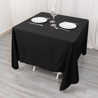 Upgrade Your Table Game with the 70" Black Premium Scuba Wrinkle Free Square Tablecloth