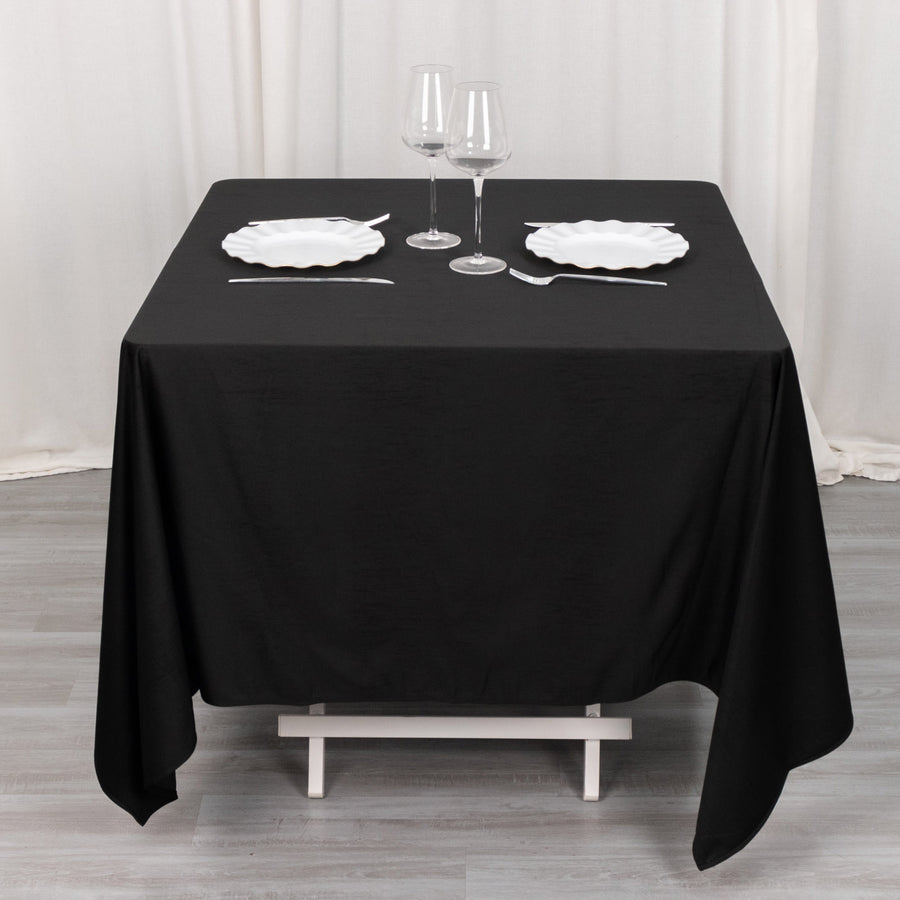 70inch Black Premium Scuba Square Tablecloth, Wrinkle Free Polyester Seamless Tablecloth