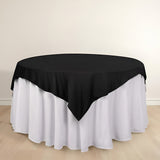 70" Black Premium Scuba Wrinkle Free Square Table Overlay, Scuba Polyester Table Topper