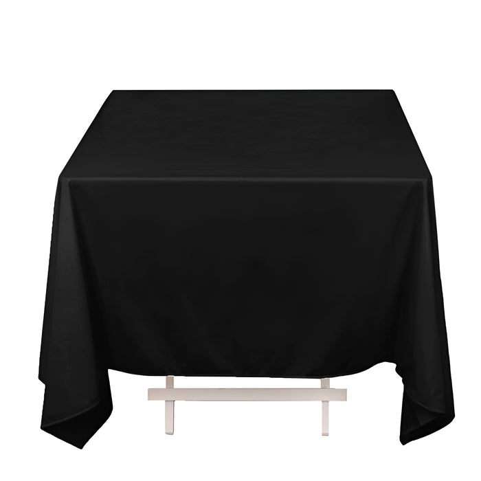70" Black Premium Scuba Wrinkle Free Square Tablecloth, Scuba Polyester Tablecloth